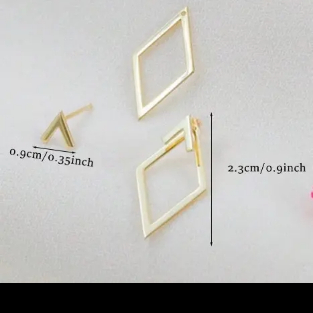 Gold Or Silver Geometric Diamond Drop Earrings - Women Jewelry